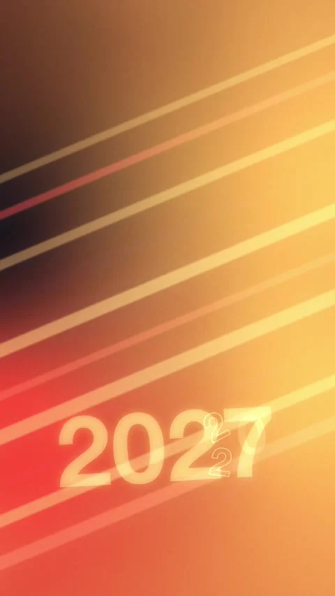 Orange gold gradient with diagonal lines and 2027 New Year, Seamless Loop Stock Footage 341857964