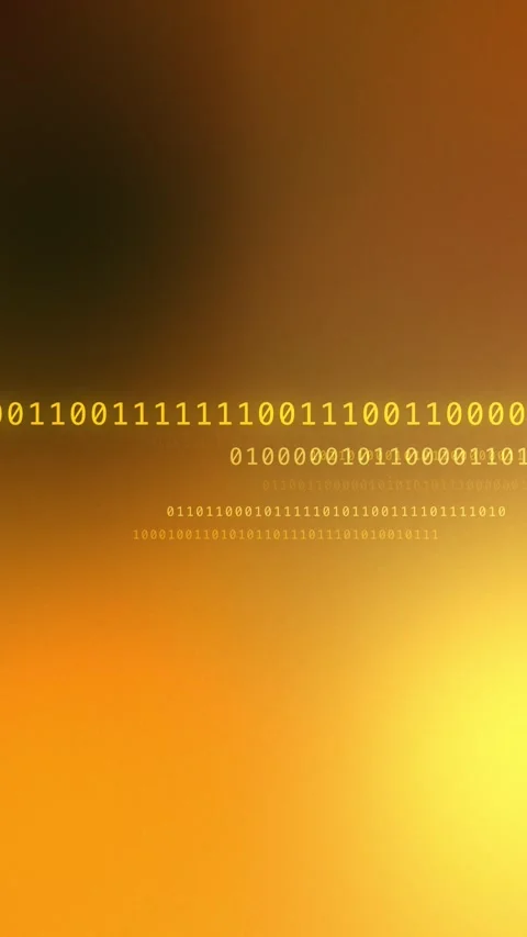 Orange gold gradient with glowing binary code, Seamless Loop Stock Footage 341858089