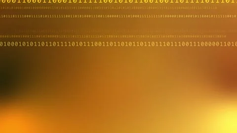 Orange gold gradient with horizontal glowing binary code, Seamless Loop Stock Footage 341858241