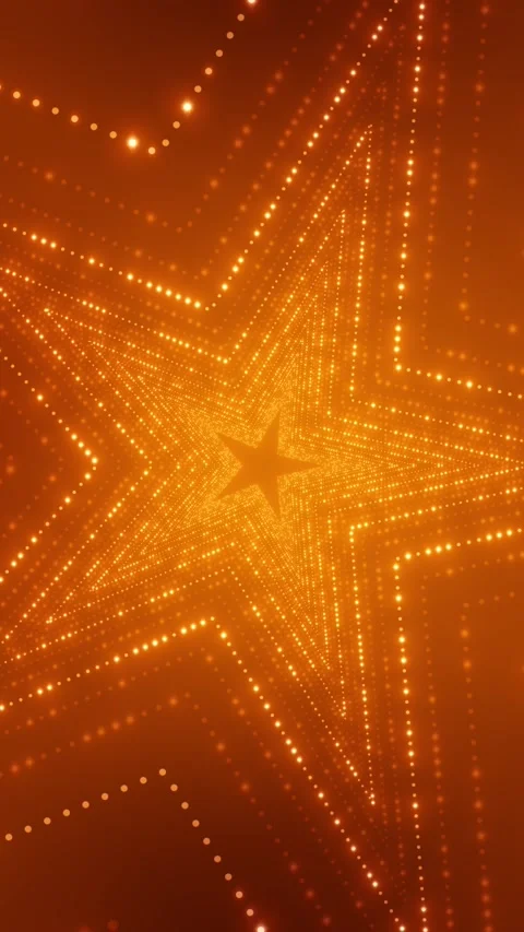 Orange gold star light glowing dotted layers, radiant perspective depth, warm fe 動画素材 340476908