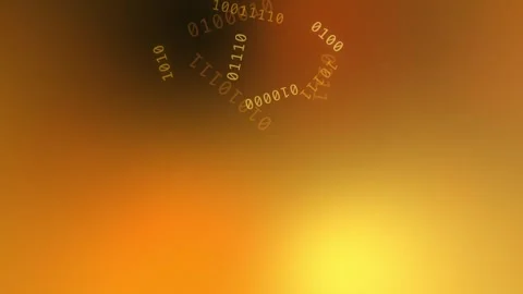 Orange golden gradient with circular glowing binary code, Seamless Loop Stock Footage 341857770