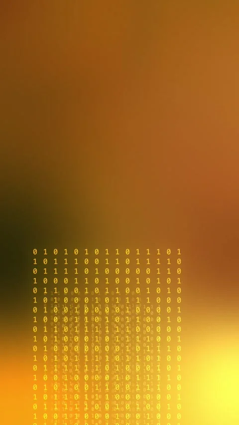 Orange golden gradient with glowing binary code, Loop Animation Stockbeeldmateriaal 341858012