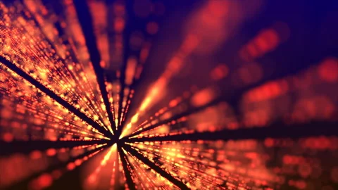 Orange golden light rays and shining particles flowing to the camera. 스톡 동영상 255610584