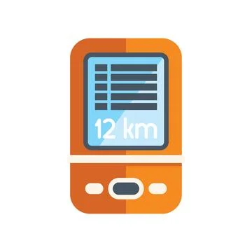 Orange gps navigation device showing 12 kilometers on screen Stock Illustration