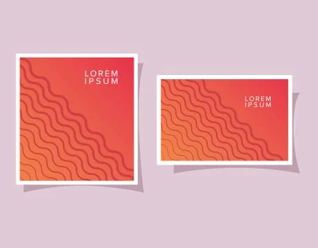 Orange gradient and striped backgrounds frames vector design Illustrazione stock