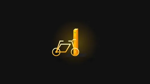 Orange Gradient Bike Sharing Station Icon with Smooth Docking Animation Видео 346130639