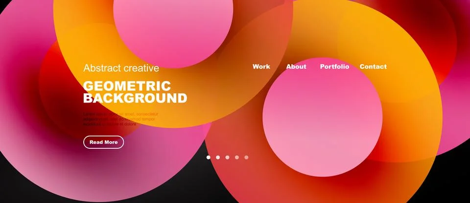 Orange gradient geometric shapes web page template, wide vector banner Stock Illustration