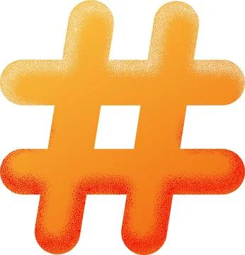 Orange gradient hashtag symbol with textured effect Stock Illustration
