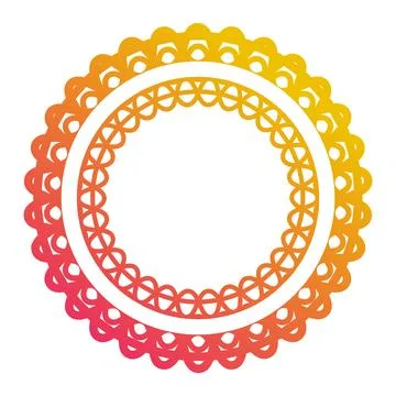 Orange gradient lace circle frame mandala for decorative border and creativ.. Stock Illustration