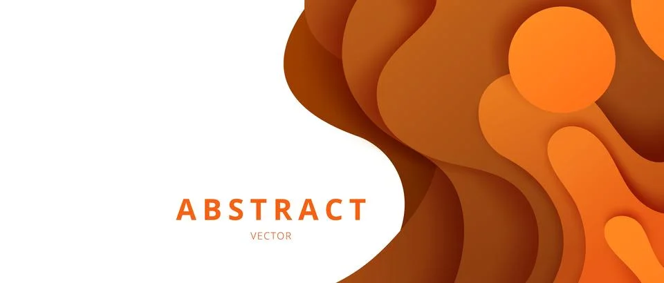 Orange gradient layered paper cut waves Stock Illustration