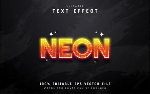 Orange gradient neon text effect Stock Illustration