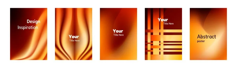 Orange Gradient Poster Cover Template Set Vector Stock Illustration