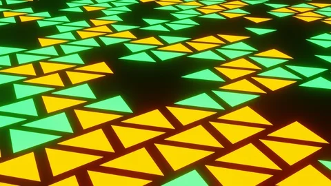 Orange Green Abstract Blink or Twinkle Triangle on Black Background in Side View Stock Footage 129286574