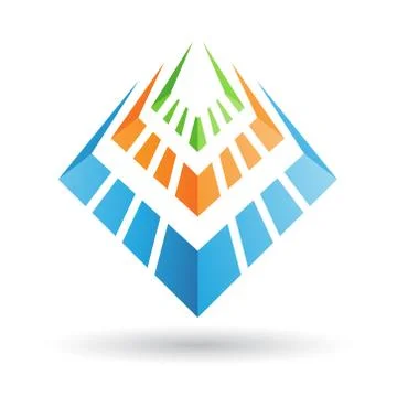 Orange, Green and Blue Abstract Icon Stock Illustration