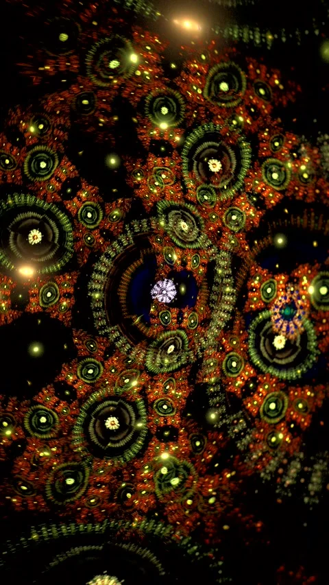 Orange green bright glowing swirling pattern of curved shapes Stock Footage 337936282