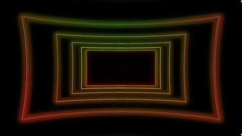 Orange green rectangles frames border zooming flying forward through rectangular Stock Footage 285228566