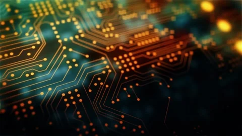 Orange, green technology background circuit board. Stock Footage 137527137