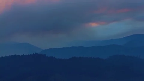 Orange Grey Smoke Wildfire Eagle Creek Forest Fire in Oregon Stock Footage 81742381