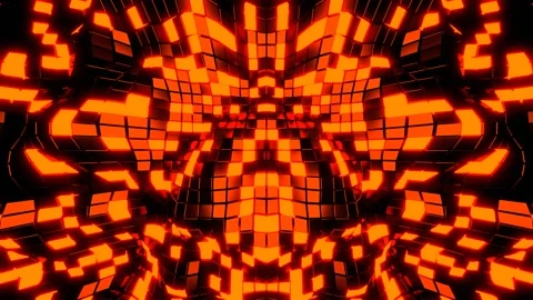 Orange Grid of Moving Squares Background VJ Loop l 4K Stock Footage 294930438