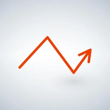 Orange growing arrow chartisolated on modern background, flat and shadow design Stock Illustration