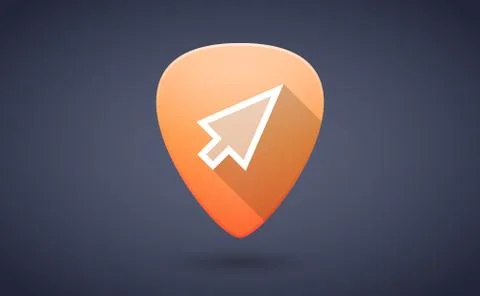 Orange guitar pick icon with a pointer Ilustração Stock