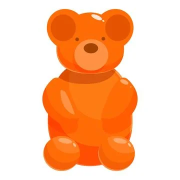 Orange gummy bear candy sitting down Stock Illustration