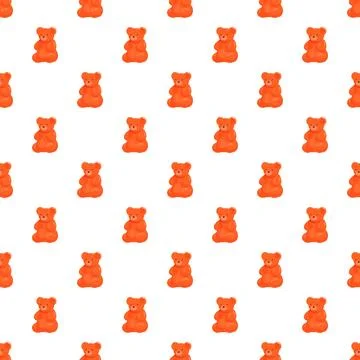 Orange gummy bears creating seamless candy pattern background Stock Illustration