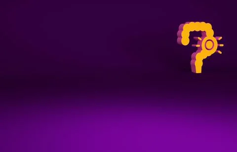 Orange Gut constipation icon isolated on purple background. Bowel problems. M Stock Illustration