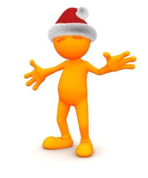 Orange guy: posing with santa hat Stock Illustration