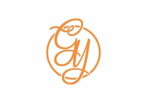Orange GY initial script font logo Stock Illustration