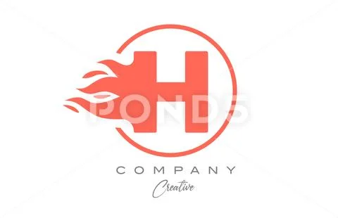 Fire alphabet. Letter H. Stock Illustration