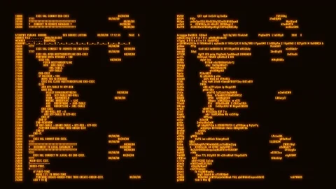 Orange Hacker Text - Database Encryption Decryption Motion Background Video stock 123807285