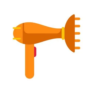 Orange hair dryer with diffuser attachment icon Illustration