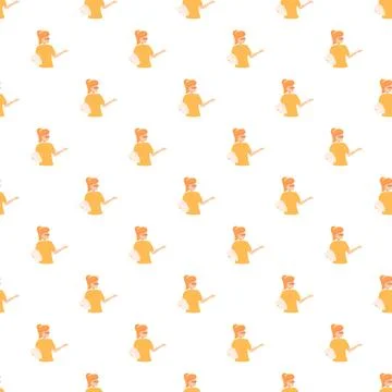 Orange haired girl presenting educational seamless pattern Stock Illustration