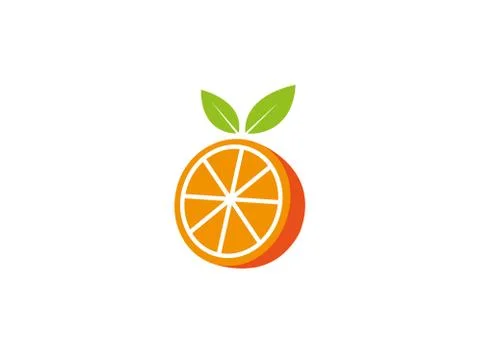 Orange half of a piece and Pulp with leaf for logo design Stock Illustration