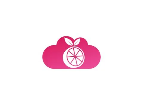 Orange half of a piece and Pulp with leaf for logo design illustration in a c Stock Illustration