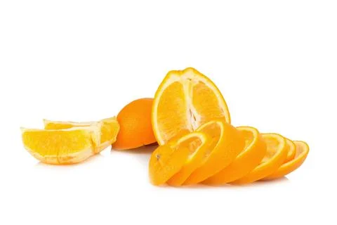 Orange half  slice and peel isolated on white background Stock Photos