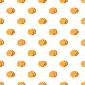 Orange half slices creating a seamless fruit pattern Stock Illustration