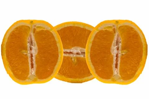 Orange in half. On white background. Stock Photos