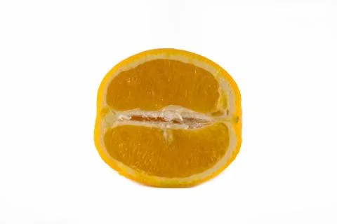 Orange in half. On white background. Stock Photos