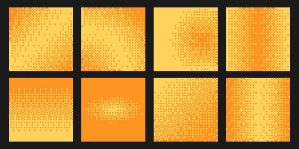 Orange halftone backgrounds with pixel dots Stockillustratie