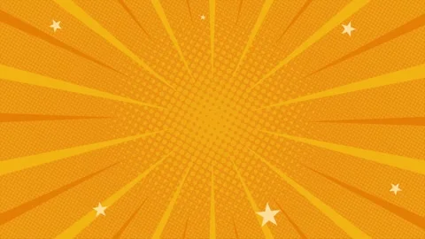 Orange halftone comic background animation with quick stripes around and stars Stock Footage 335215410