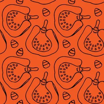 Orange halloween pumpkin seamless pattern Stock Illustration
