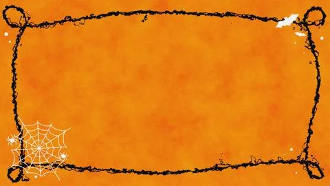 Orange Halloween Spider Web Frame Background Stock Illustration