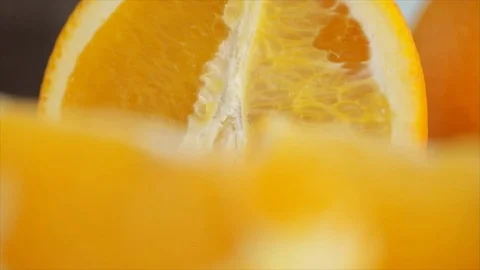 Orange Halve and Slice Closeup Stock Footage 99164090