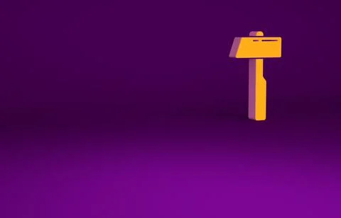 Orange Hammer icon isolated on purple background. Tool for repair. Minimalism Stockillustratie
