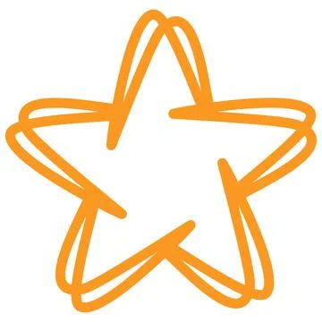 Orange hand drawn scribble star sketch doodle outline shape. Stock Illustration