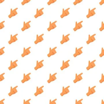 Orange hand pointing finger seamless pattern on white background Stockillustratie