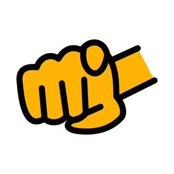 Orange hand shaped pointer template. Pointer icon, pointer symbol Stock Illustration