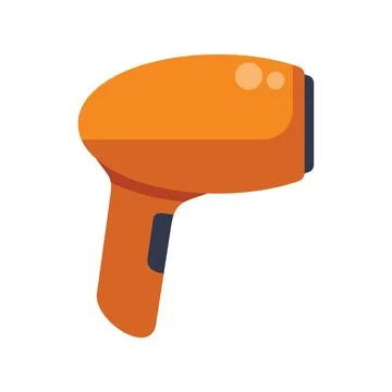 Orange handheld barcode scanner scanning barcodes Stock Illustration